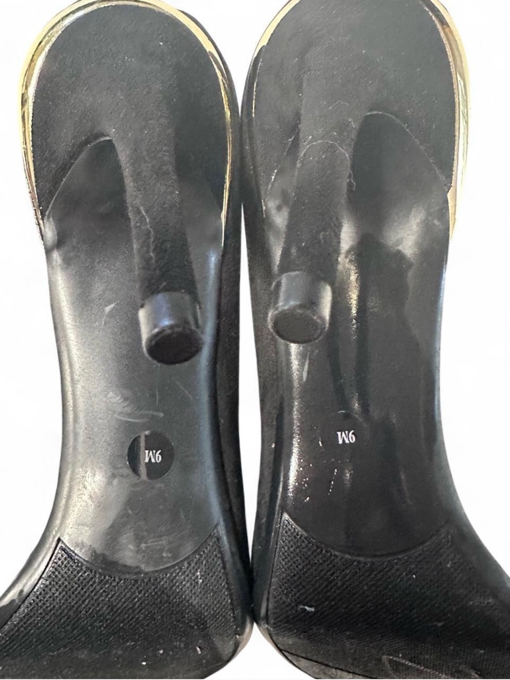 Marc Fisher Black Vegan Suede Pointed-Toe 4” Stiletto Pumps with Gold Accent - Picture 7 of 8